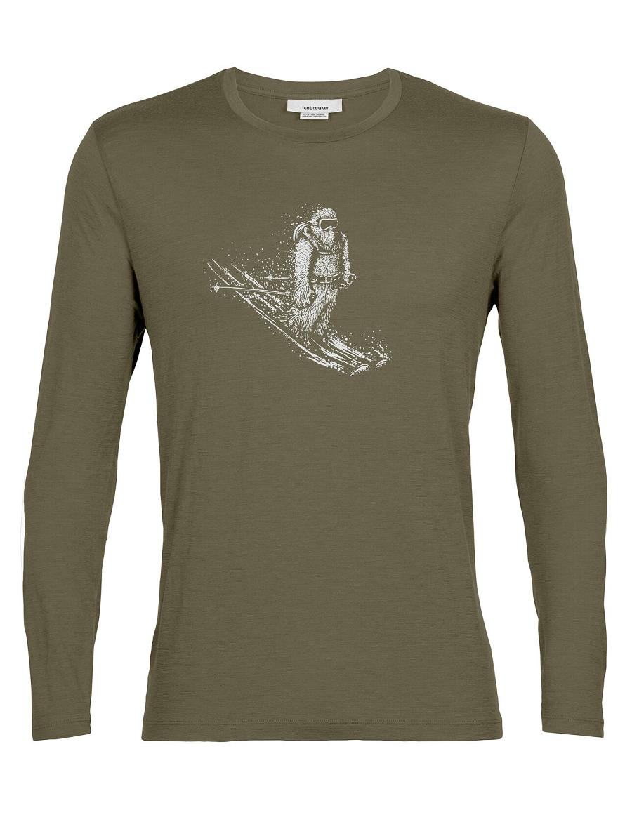 Long Sleeve Icebreaker Merino Tech Lite II T-Shirt Skiing Yeti Męskie Oliwkowe | PL 1721AHKP